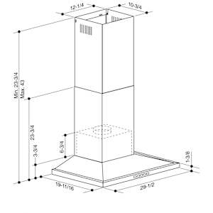 Hotte de cuisine cheminée Designer BWS1, 30 po acier inoxydable 450 pi³/min