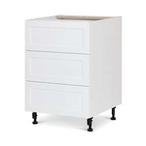 Armoire de cuisine Shaker module de bas 3 tiroirs 24 po