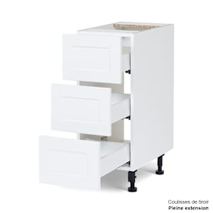 Armoire de rangement Shaker module de bas 3 tiroirs 12 po