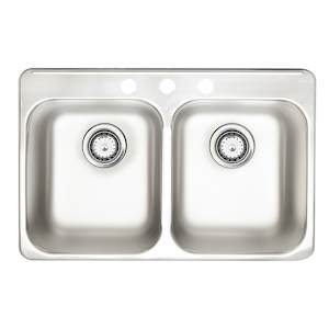 Évier de cuisine double en acier inoxydable 31 1/4 po x 20 1/2 po