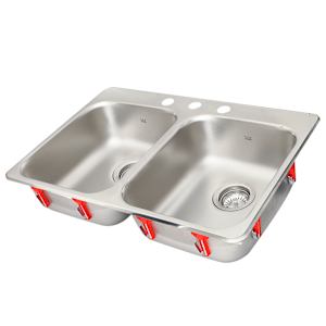 Évier de cuisine double en acier inoxydable 31 1/4 po x 20 1/2 po