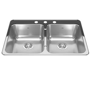 Évier de cuisine double en acier inoxydable 31 1/4 po x 20 1/2 po