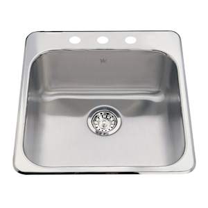 Évier de cuisine simple en acier inoxydable 20 po x 20 1/2 po