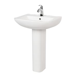 Lavabo sur pied en porcelaine blanc Mona 23 13/16 po x 32 11/16 po TASSILI SUPRA
