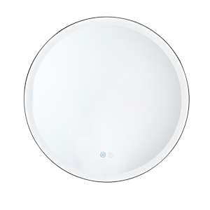 TASSILI SUPRA Round LED Light Mirror with Matte Black Aluminum Frame  27 9/16 in.