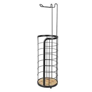 Free-Standing Toilet Paper Holder with Storage Black