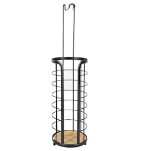 Free-Standing Toilet Paper Holder with Storage Black