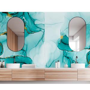 Panneau mural Turquoise floral  39 po x 96 po TECHNOFORM
