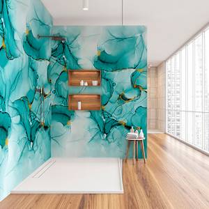 Panneau mural Turquoise floral  39 po x 96 po TECHNOFORM