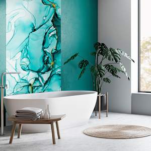 Panneau mural Turquoise floral  39 po x 96 po TECHNOFORM