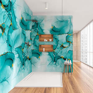Panneau mural Turquoise floral  47 po x 96 po TECHNOFORM