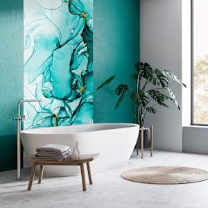 Panneau mural Turquoise floral  47 po x 96 po TECHNOFORM