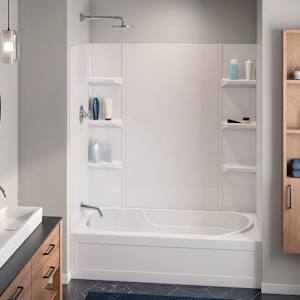 Contour de baignoire Uni/Minimaliste blanc 58 po