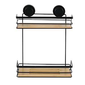 TASSILI Suction Cup Shower Shelf Natural and Black