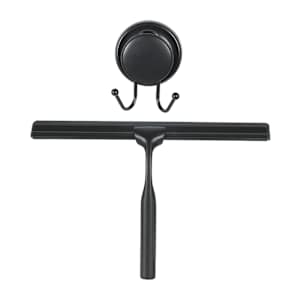 Raclette de douche avec support à ventouse noir 10 po