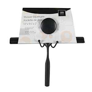 Raclette de douche avec support à ventouse noir 10 po