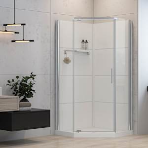 Douche Baikal verre clair finition chrome 38 po TASSILI