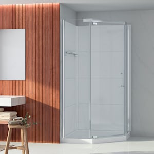 Douche Baikal verre clair finition chrome 38 po TASSILI