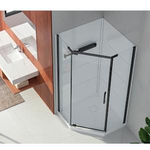 Douche Baikal verre clair finition noire 38 po TASSILI