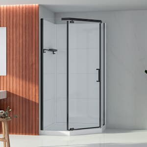 Douche Baikal verre clair finition noire 38 po TASSILI