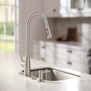 Robinet de cuisine à douchette rétractable 1 poignée Nolia Moen acier inoxydable