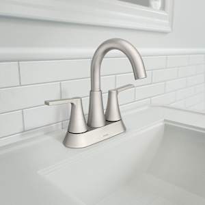 Robinet de lavabo 2 poignées Mikah Moen nickel brossé