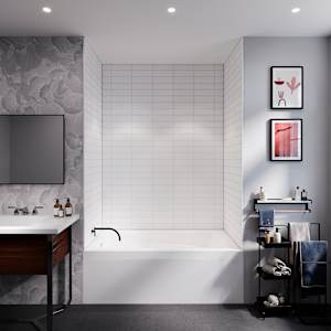 Contour de baignoire ou de douche Métro urbain blanc 80 po