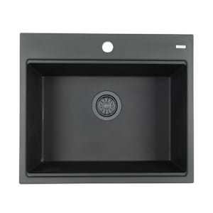 Évier de cuisine simple Volcan noir 22 13/16 po x 19 11/16 po TASSILI