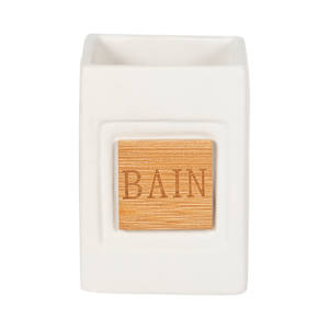 White Ceramic Glass and Bamboo