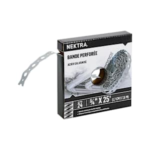 Feuillard perforé en acier galvanisé 3/4 po x 25 pi NEKTRA