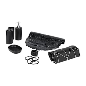 TASSILI 7-Piece Bathroom Accessory Set Black
