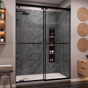 Contour de douche AquaMura Basalte 78 po x 36 po