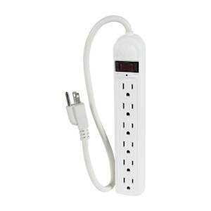 6-Outlet Power Bar White 18 in.