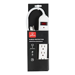 Barre d'alimentation blanche à 6 prises 18 po