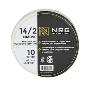 Fil électrique d'intérieur NMD-90, 14/2 blanc 10 m