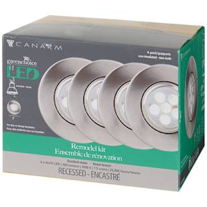 Light Recessed LED Set 3 in. Pkg/4 Brushed Nickel
