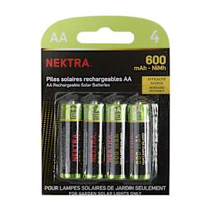NEKTRA AA Rechargeable Solar Batteries Pkg/4