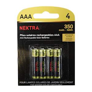 NEKTRA AAA Rechargeable Solar Batteries Pkg/4