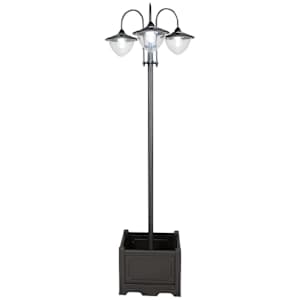 VERTUO 3-Head Solar Lampost Black