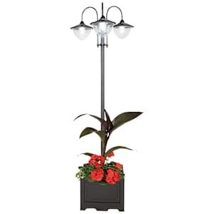 VERTUO 3-Head Solar Lampost Black