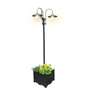 VERTUO 3-Head Solar Lampost Black