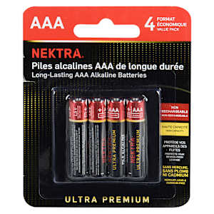 Piles Alcalines Ultra Premium AAA Pqt/4 NEKTRA