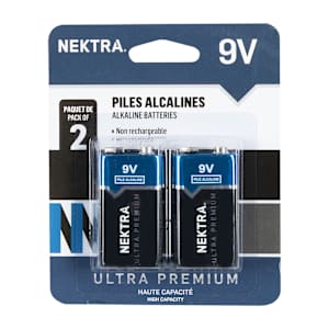 Piles Alcalines Ultra Premium 9 V Pqt/2 NEKTRA
