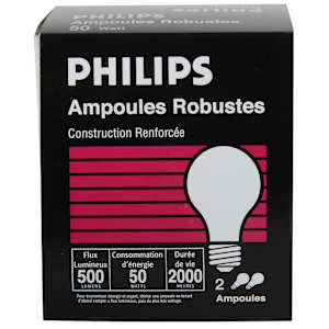 Ampoules incandescentes antichocs 50 W Pqt/2