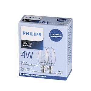 C7 Incandescent Night Light Bulbs 4 W Pkg/2