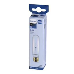 T10 Incandescent Tube Bulb, 40 W