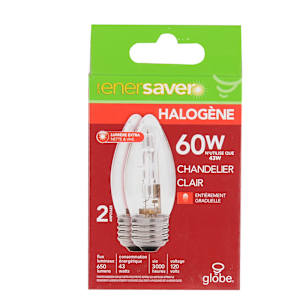 Halogen Candle Bulbs 43 W Pkg/2
