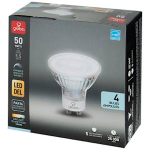Ampoules-réflecteurs DEL GU10, 5,5 W Pqt/4