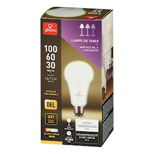 Ampoule DEL A21 blanc chaud (3 intensités)