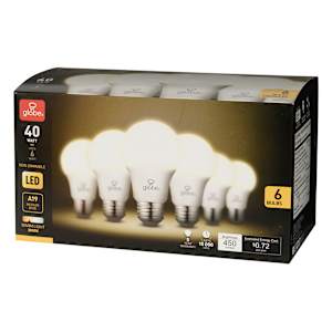A19 Warm White LED Light Bulb 6 W Pkg/6